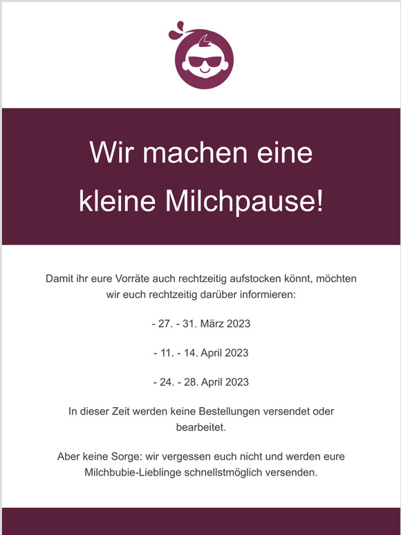 Wir machen eine kleine Milchpause!