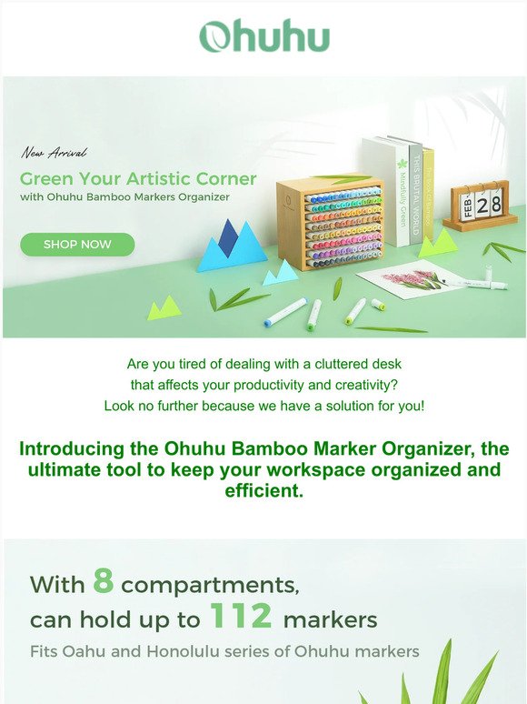 Ohuhu Bamboo Marker Organizer - Wishupon