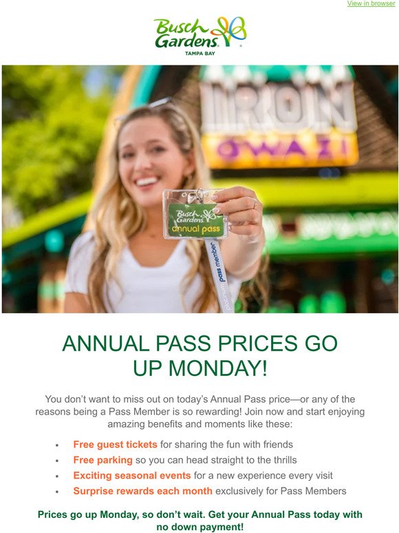 Get Your Annual Pass Now Before Prices Go Up Monday!