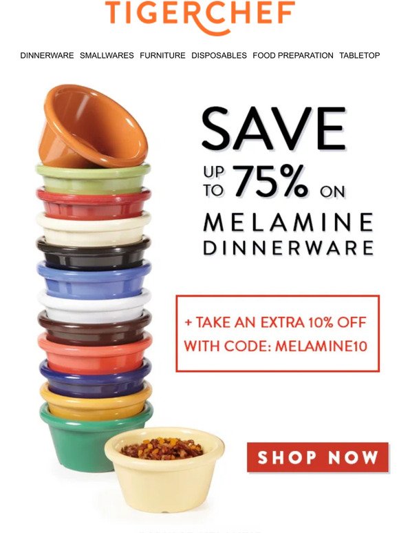 COUPON ALERT: 📣 Save up to 75% off all melamine dinnerware