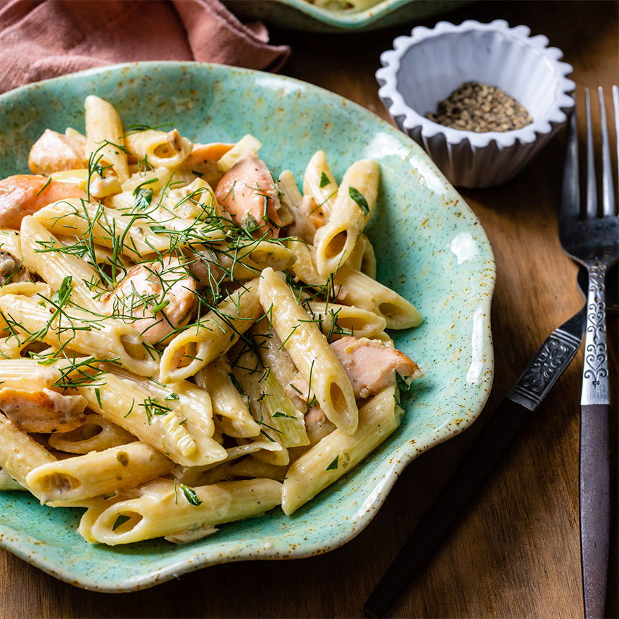 Lemony Penne with Salmon and Fennel