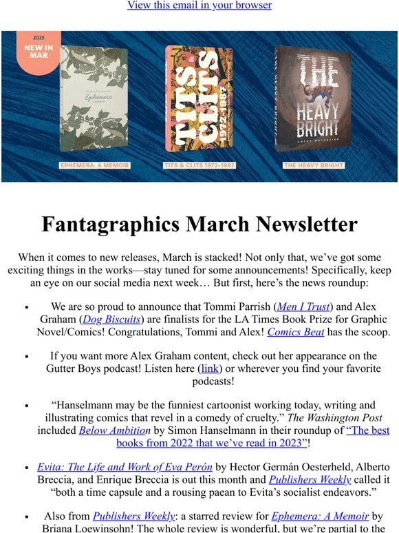 Fantagraphics March Newsletter!