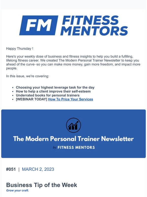 The Modern Personal Trainer Newsletter: Issue #051
