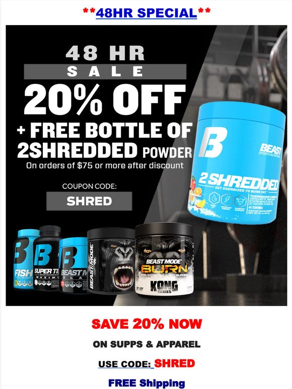 ⏰ 48 HR SALE: Ends Today! FREE 2Shredded