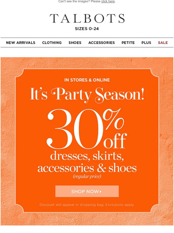 30% off head-to-toe PARTY OUTFITS!