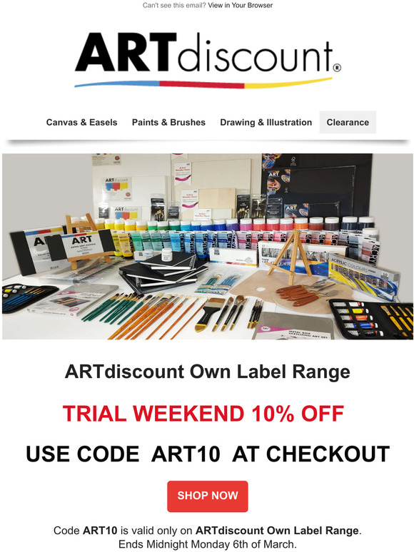 Creativity Awaits 10% OFF Art Discount Own Label Range
