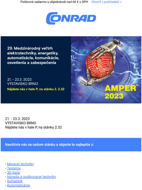 Navštívte nás na veľtrhu AMPER 2022 - 21. - 23.3.