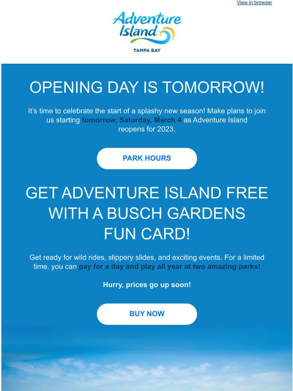 Adventure Island Opens Tomorrow, March 4!