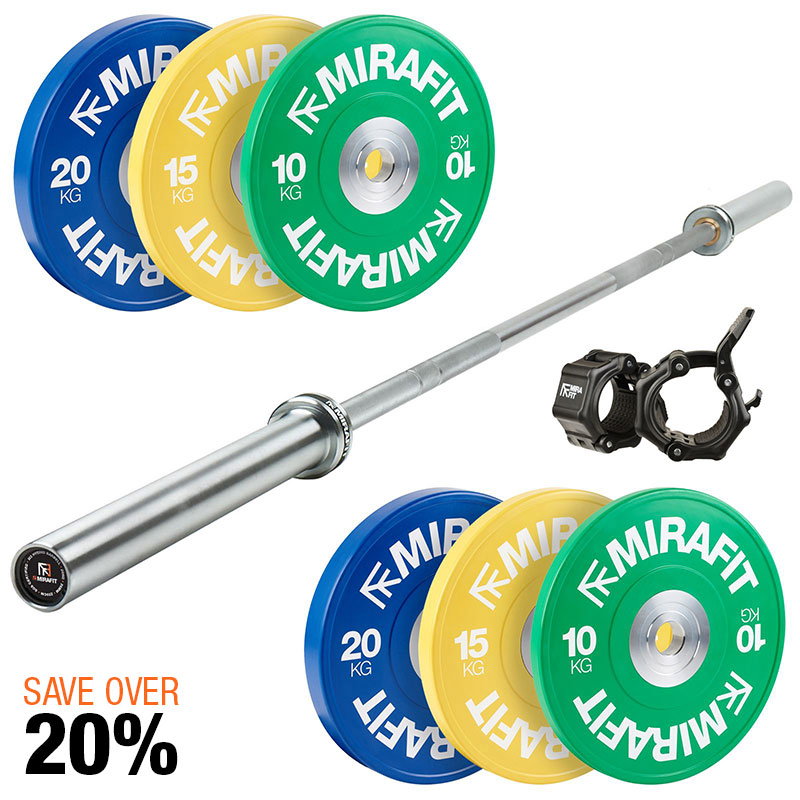 M3 OLYMPIC BARBELL &COLOUR BUMPER PLATES