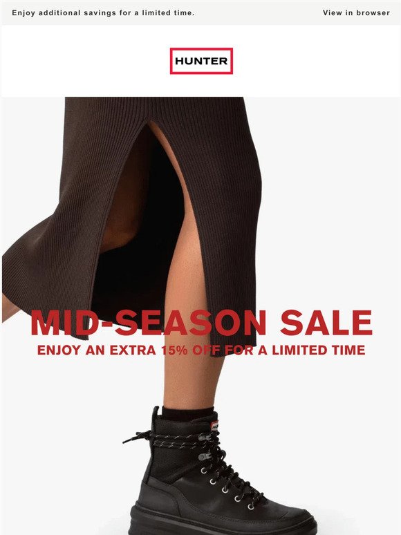 Don’t miss out: extra 15% off mid-season sale