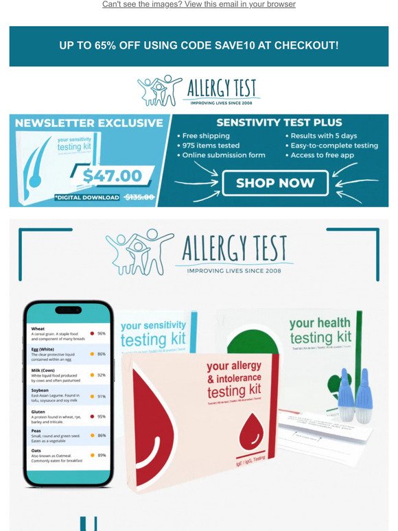 UP TO 65% OFF Allergy, Intolerance and Sensitivity Tests!🤩