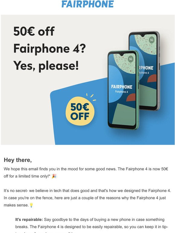 50€ off the Fairphone 4? Yes please!