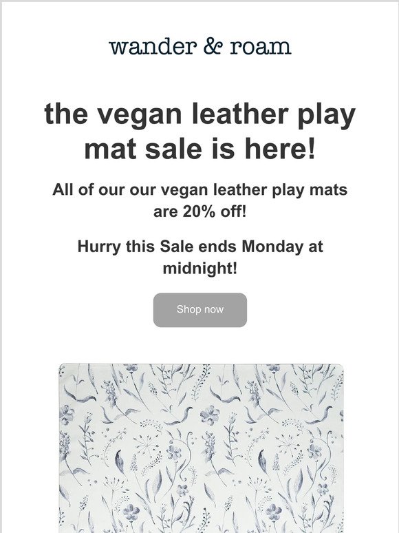 the vegan leather play mat sale is here!