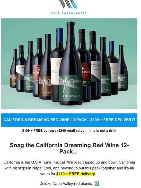 FWD: meet the 'california dreaming' red wine 12-pack...