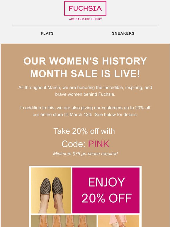 Get up to 20% OFF our Women's History Month Sale!