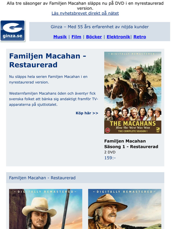 Familjen Macahan - Nu i nyrestaurerad version | Toppsäljare DVD för 99 kr
