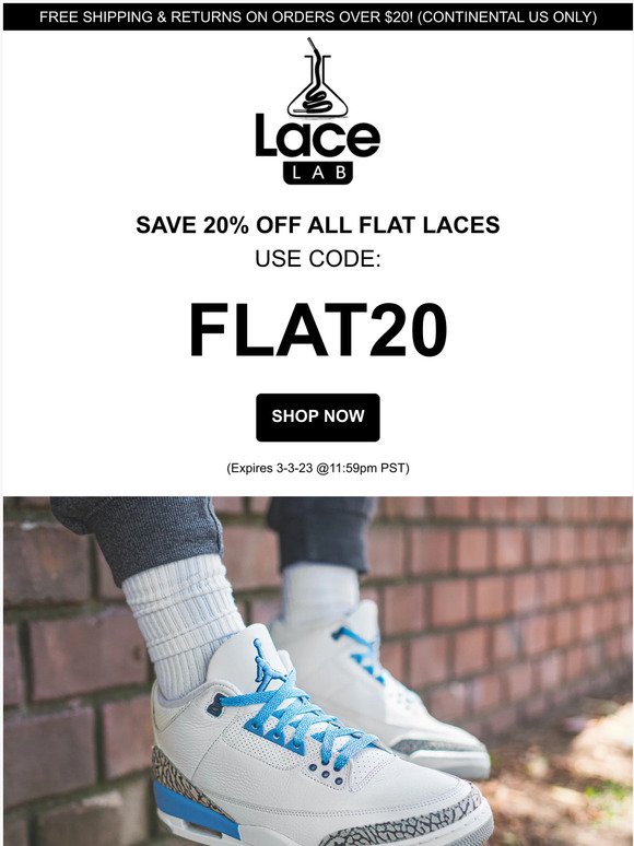 🚨 SAVE 20% OFF ALL FLAT LACES THIS WEEKEND 🚨