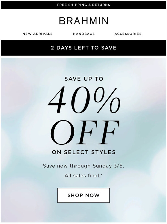 ENDS SOON: up to 40% off select styles