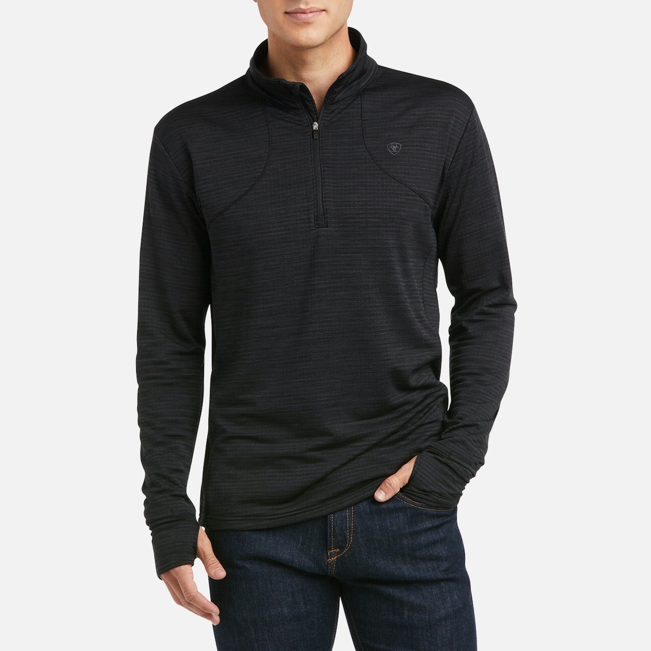Ariat Gridwork 1/4 Zip Mens Base Layer Top - Black