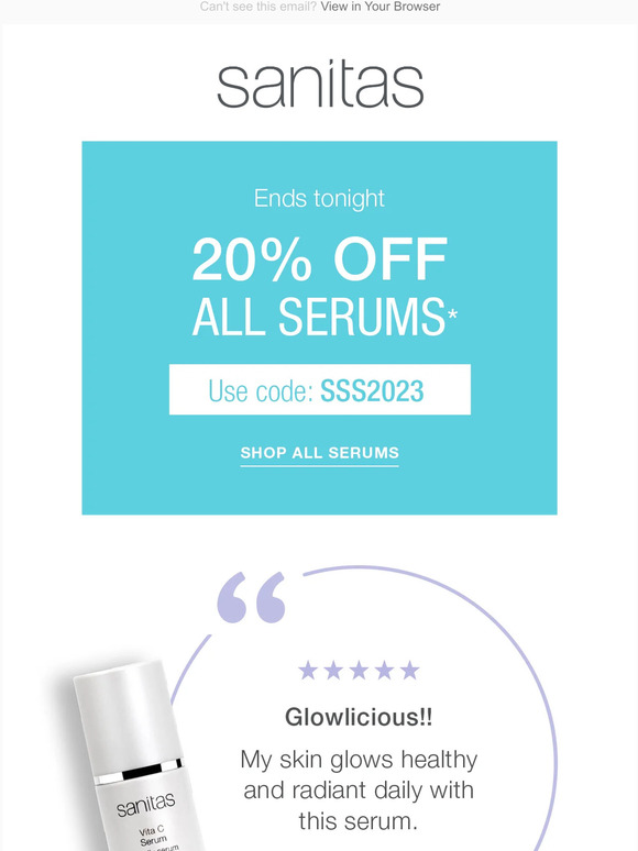 Last call! 20% off all serums!