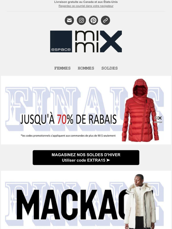 Utilisez le code promo EXTRA15 pour 15% de réduction supplémentaire