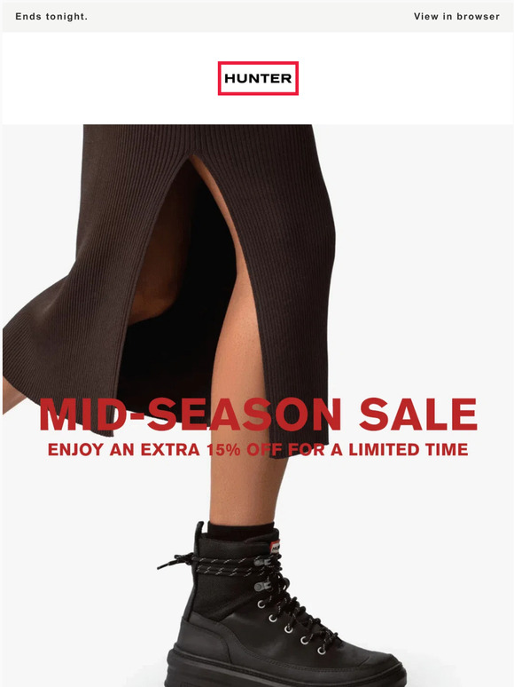 Final hours: extra 15% off mid-season sale