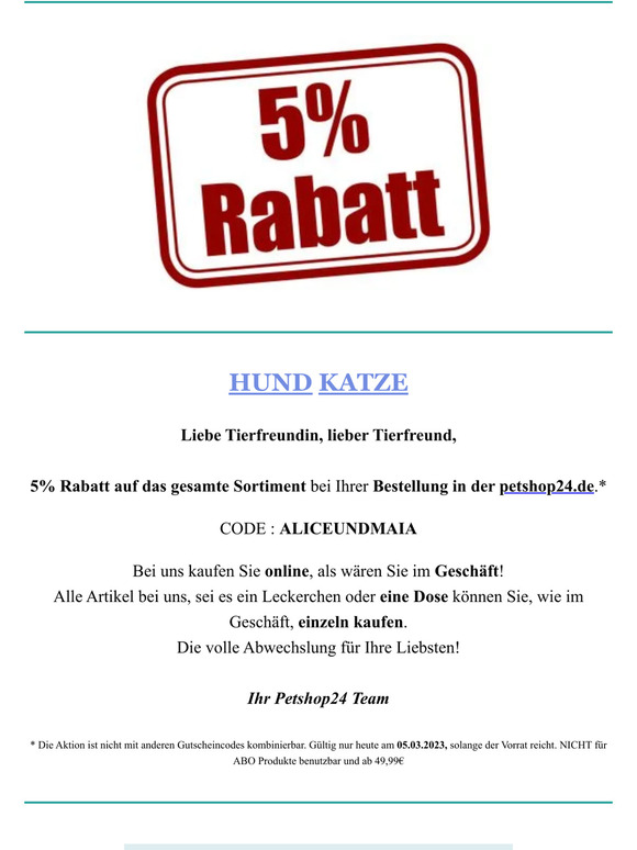 5% Rabatt auf alles!