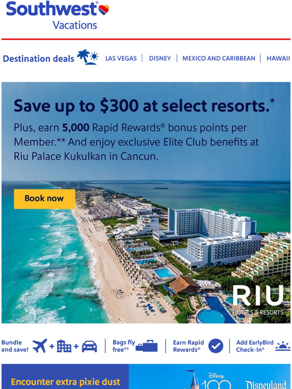 Southwest Vacations Visit RIU Hotels & Resorts for up to 300 less