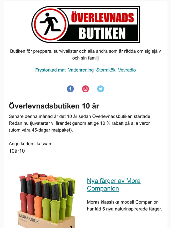 Överlevnadsbutiken 10 år