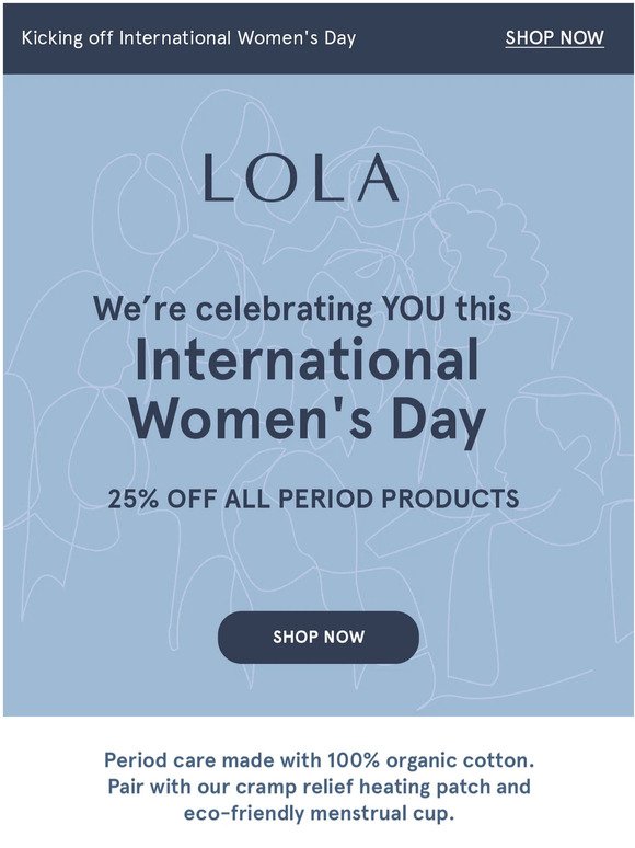 25% off period products with code IWD2023