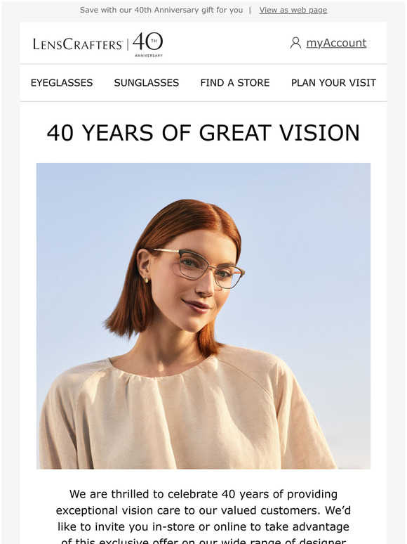 LensCrafters Enjoy 50 off lenses instore and online Milled