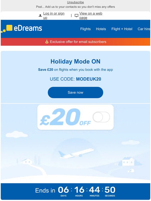 🌴🥰 Holiday mode is ON! Collect your extra £20 flight discount with our app