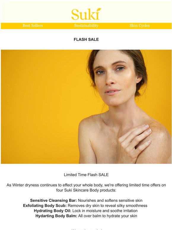 Flash SALE! Suki Body Products up to $10 OFF