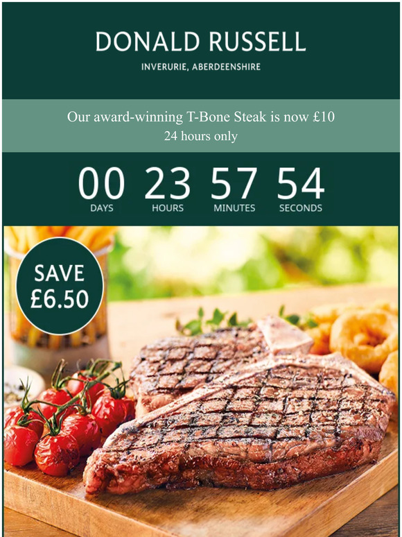 Donald Russell 14oz TBone Steak now £10 💥 Milled