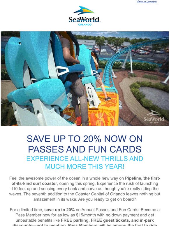 NEW:  Save up to 20% on Passes and Fun Cards!