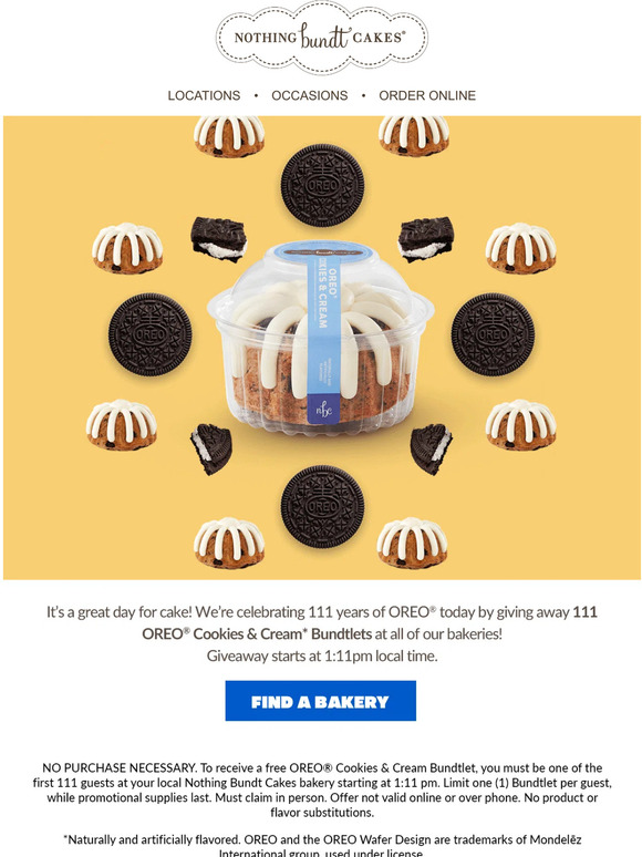 Nothing Bundt Cakes celebrates Oreo's 111th birthday with free