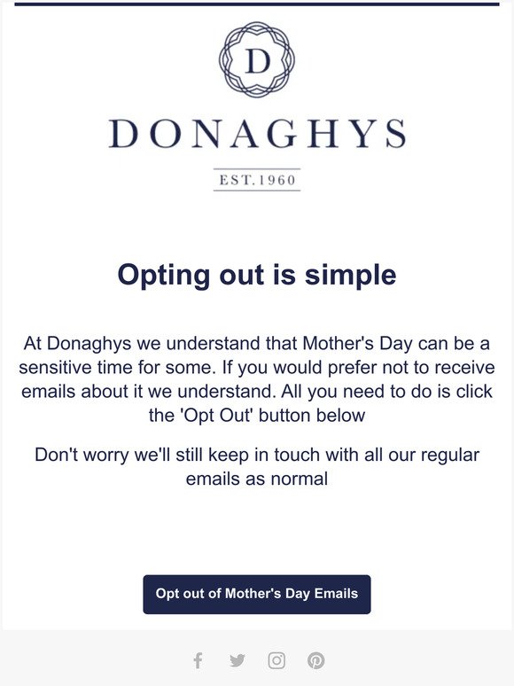 Want to opt out of Mother's Day Emails?