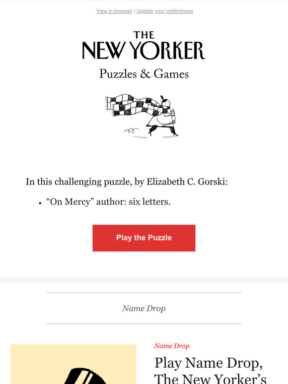 The New Yorker Today’s Crossword Puzzle and Name Drop Quiz Milled