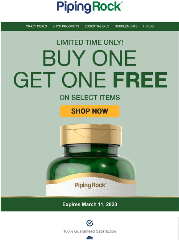 PipingRock Buy 1 Get 1 Free is Happening Now! Milled