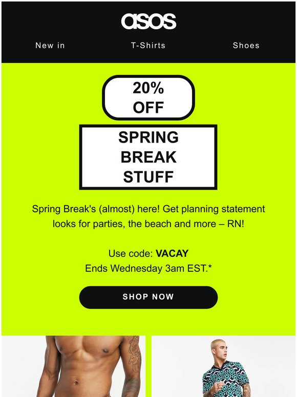 20% off Spring Break stuff 🏖