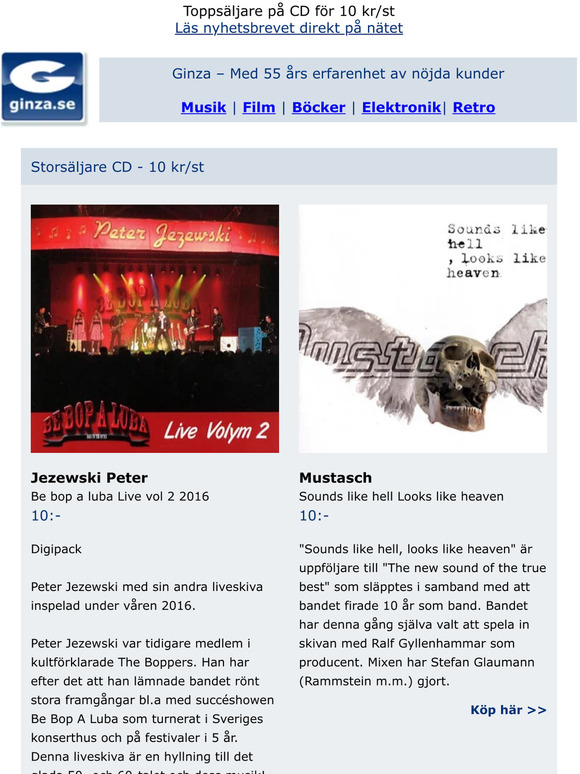 Peter Jezewski & Mustasch - Toppsäljare för 10 kr/st | Musiknyheter från Ginza