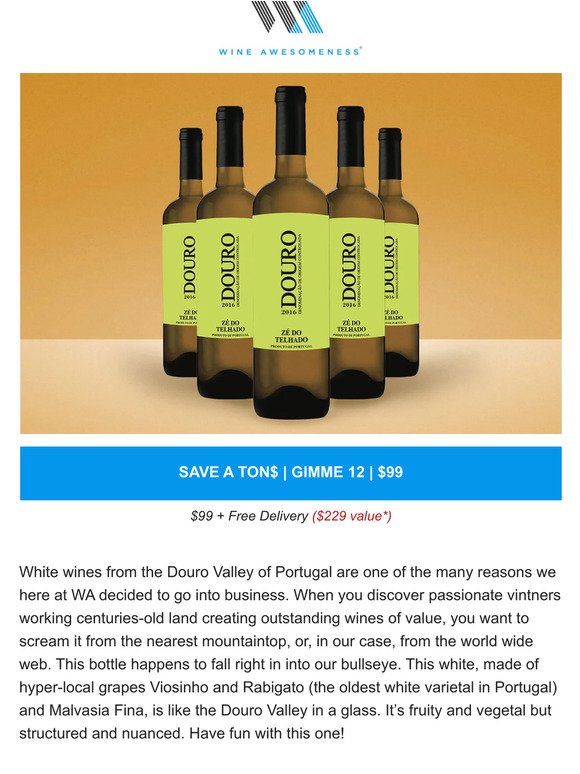 ***$99 case alert... the white wine the locals sip in portugal