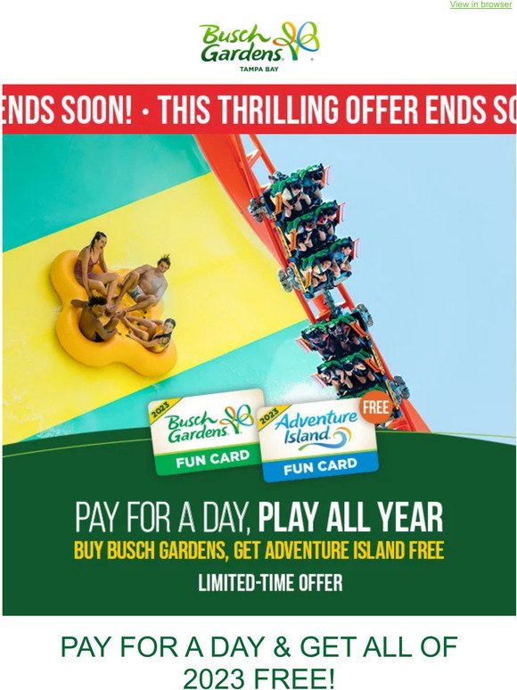 Buy Busch Gardens, Get Adventure Island Free!