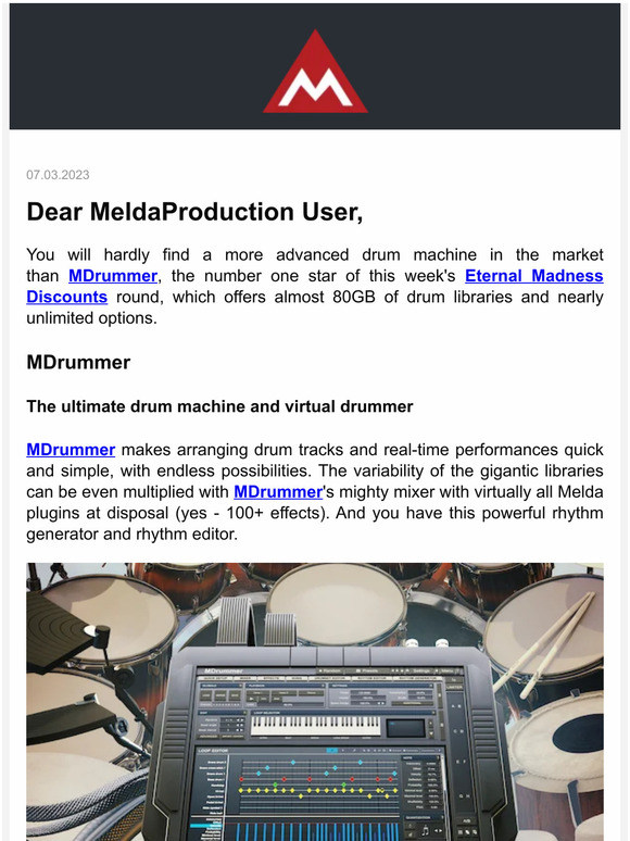 MDrummer: The most powerfull drum machine with almost 80GB of samples now 50% off