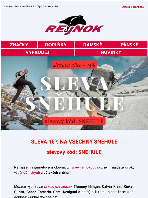Slevový kód pouze pro vás. Akce na všechny SNĚHULE❄️