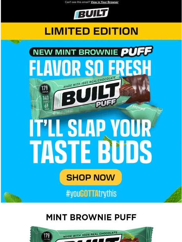 Built Bar All New Mint Brownie Puffs Are Here! 😋 Milled