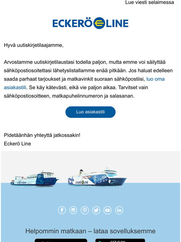 Eckerö Line: Asiakastiedote: koronavirus | Milled