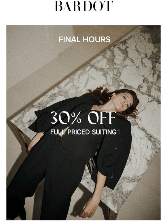 Final Hours | 30% off All Suiting