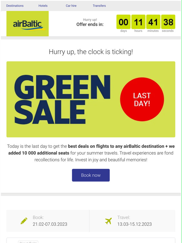 🚩🚩🚩Last day of GREEN SALE + 10000 additional seats!