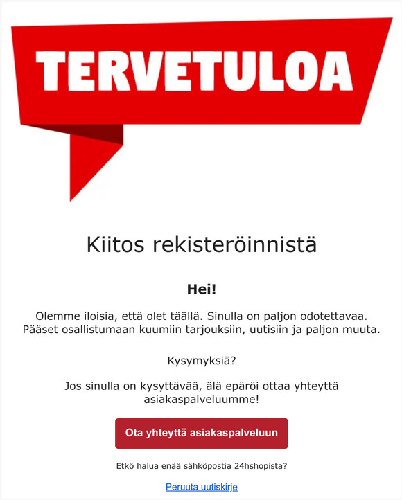 Kiitos rekisteröinnistä